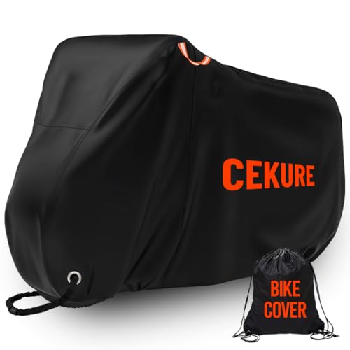 Bike Cover WaterProof Outdoor for 1-2 Bikes - Heavy Duty 210D Oxford Tear Resistant and Windproof Outdoor Storage Bicycle Cover, Stationary Bike Cover for Ebikes Comes with Carry Bag