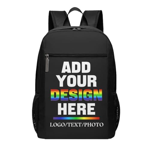 Custom Backpack for Mens Womens Personalized Backpacks with Photo Text Customize Casual Laptop Hiking Backpack for Travel Camping Work 17in2