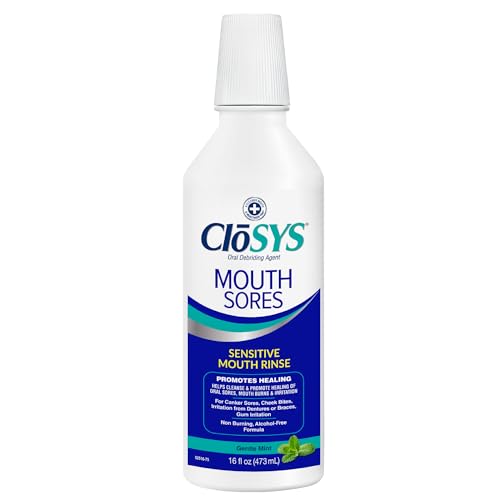 CloSYS Hydrogen Peroxide Mouthwash, 16 oz, Canker Sore Mouthwash, Alcohol-Free, Non-Burning, Cleanses and Heals Mouth Sore Rinse