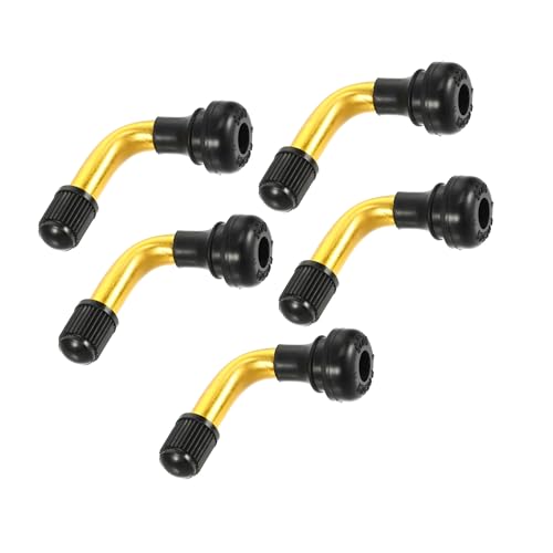 A ABSOPRO 5 Pcs Universal PVR50 Tubeless Tire Valve Stem - Cars RV Bicycles Motorcycles Trailers Tubeless Tire Valve - Stainless Steel Gold Tone Item Replacement