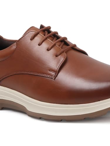 Image of Carlton London Men's Lace-Up Leather Casual Shoe with Lightweight Comfort Sole