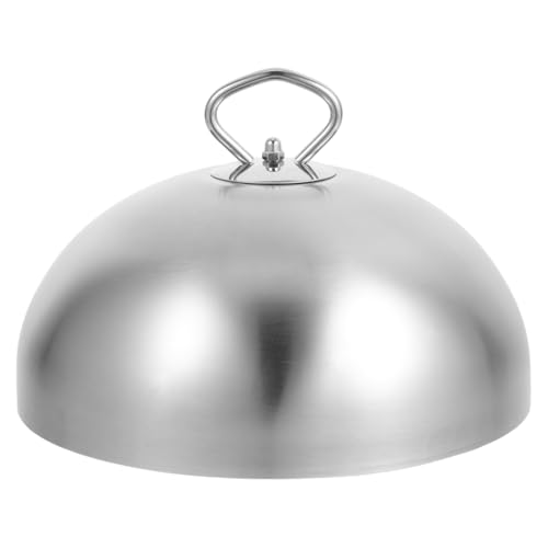 Hemoton Campana de cocina de acero inoxidable Teppanyaki con tapa para filete para hamburguesas, cubierta para alimentos, campana de queso para comida hamburguesa (20 cm)