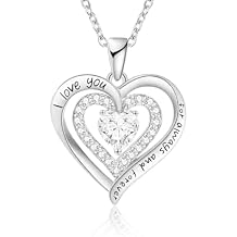S925 Sterling Silve Heart Necklace With Birthstone Pendant With roses Gift box- for Women Mom Wife Girlfriend Grandma on Valentines Mothers Day Christmas Anniversary,Ideal Gifts for Her