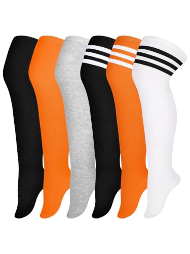 Image of Apoway 6 Pairs Plus Size Thigh High Socks Warm Thigh High Stockings Over the Knee Socks for Women, L-XXL
