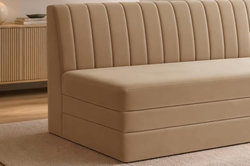 Image of Modern Velvet 3 Seater Sofa Cum Bed, Convertible Sleeper Couch Sofa for Living Room, Bedroom & Office- Golden