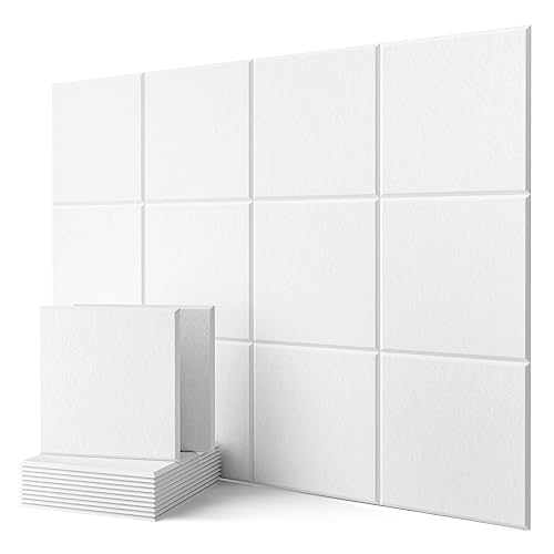 Panneaux Acoustiques, 12 Pièces, Haute Densité Insonorisation Phonique Mur pour la Décoration et le Traitement Acoustique, Mousse Acoustique Adhesive (30x30x0.9cm)