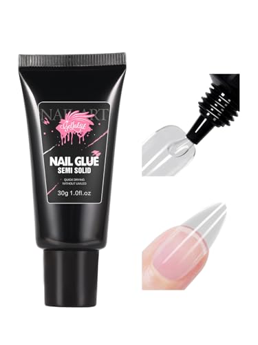 Strong Nail Glue for Press On Nail Tips, Glue Gel for False Nails Fake Acrylic Nail, 30ml Upgraded Quick Drying, No Lamp Needed, Long Lasting