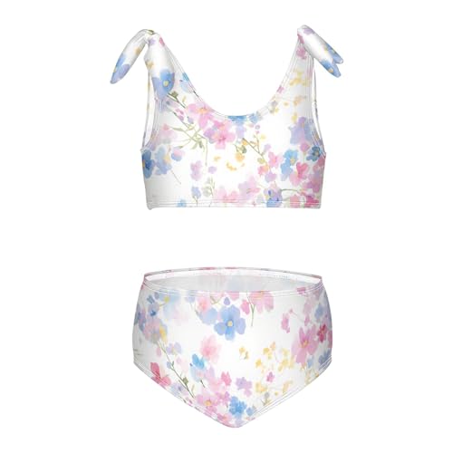 KLL Colourful Small Liberty Blooming Girls 2 Piece Bikini Set Beach Swimsuit Swimming Suits Adjustable Shoulder Strap