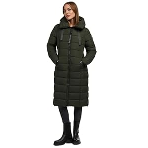 Navahoo Damen Winterjacke (XS-3XL) – Wind- & Wasserabweisend, große Kapuze, seitliche Gehschlitze, Steppmantel, Warme Jacke Frauen – N036