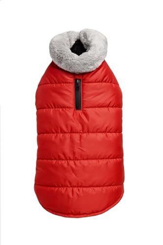 Image of The Pets Company Dog Winter Coat Jacket, Clothes, Windproof, Waterproof, Light Weight, Washable, Ultra Warm Thick Fleece Lined Dog Vest for Cold Weather Protection, (Red, XX-Large - 30 Inch)