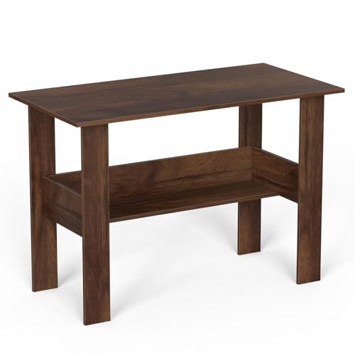 Image of Furniture Cafe Modern Computer Desk with Storage Shelf - Study Writing Table for Home Office and Bedroom (Wenge)