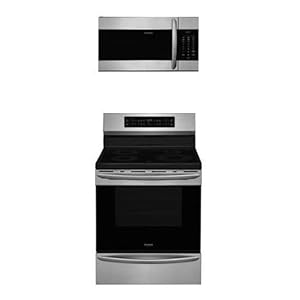 Frigidaire 2-Piece Kitchen Package with FGIF3036TF 30″ Freestanding Electric Range and FGMV176NTF 30″ Over the Range Microwave Oven in Stainless Steel