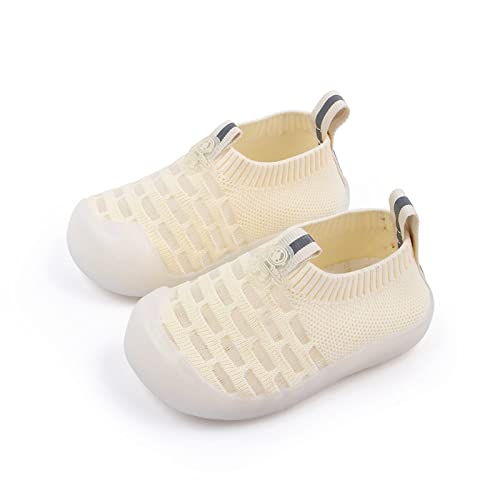 Toddler Floor Shoes Cute Child Boy Girl Walking Shoes Infant Non Slip First Walking Shoes Breathable Mesh Shoes (1-Yellow, 17)2