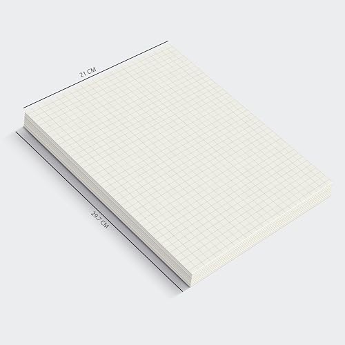 Image of PaperO A4 Square Loose Leaf Grid Paper | 100 GSM | 100 Sheets | (21 x 29.7 cm) | Ideal for Artists & Designers (A4-100 Sheets)