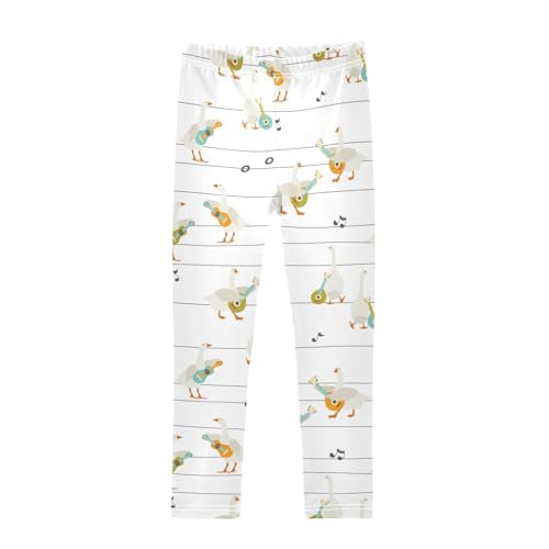 Geese with Guitars Girls Leggings,Workout Leggings for Girls Toddler Athletic Leggings Size for 3-10T