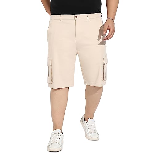 Image of Instafab Plus Men's Cargo Shorts for Casual Wear | 6 Pockets | Plus Size Fit | Button Closure | Cotton Poly Cargo Shorts Crafted with Comfort Fit for Everyday Wear