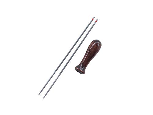 flexparts Feilen-Set 2 x 4mm Rundfeile mit Griff passend für Sägeketten 3/8 1,1 mm und 3/8 1,3 mm, Feilengriff mit Zwei…