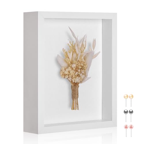 MUXIUNT 8x10 Shadow Box Picture Frame Display Case with Soft Linen Back and Thickened Panel,White Deep Shadow Memory Box Frame 8x10 for Flower Baby Pet Wedding Photo Craft Memorial Gift