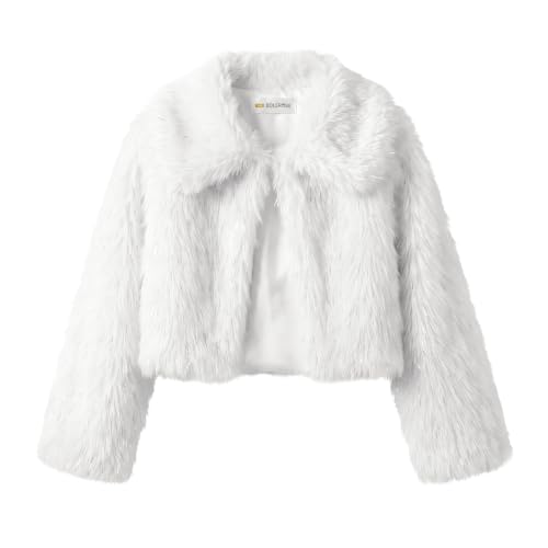 Image of BOLEROSE Girls Collared Faux Fur Bolero Jacket