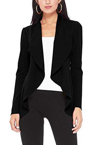 Women's Casual Long Sleeves Open Front Office Wear Solid Blazer Jacket S-3XL Made in USA