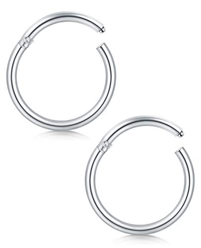 AceFun 18G Piercing Nariz Anillo Septum Acero quirúrgico Plata 10 mm clicker segmentado Piercing Anillo ceja Labio Anillos Tragus Daith Helix Orejas Piercing joyería Cover