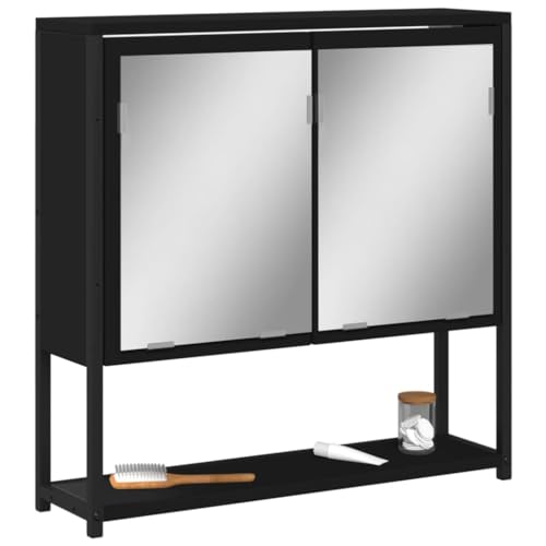 Xichuzi Armario con Espejo de baño Madera ingeniería Negro 60x16x60 cm, Armario De Baño, Mueble Baño Colgar, Armario Pared Baño, Mueble De Baño, Gabinete De Baño - 842421