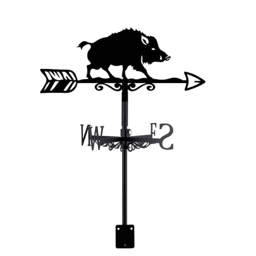 SUPERDANT Grifo con diseño de jabalí, veleta de cerdo, veleta de animales, veletas negras, decoración de jardín, techo, vana, para patio, exterior, granero, decoración de terraza