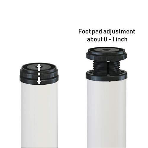 Image of QLLY 16 Inch Adjustable Metal Coffee Table Legs, Heavy Duty Round Furniture Legs with 1 inch Leveling Feet for Ottoman, Bench, End Table and Sofa Replacement, Set of 4 (White)