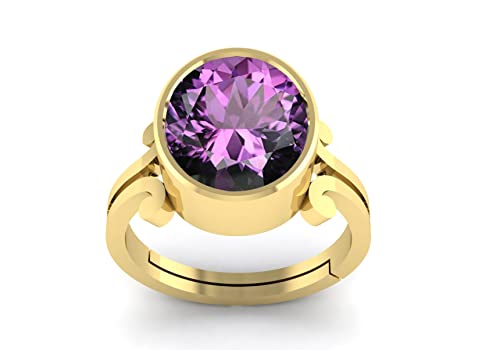 INDIA MADE 9.25 Ratti 8.50 carati ametista naturale certificata oro placcato Rign per uomini e donne - B0BF4CNS6W, argento, zaffiro creato, Argento, Zaffiro sintetico
