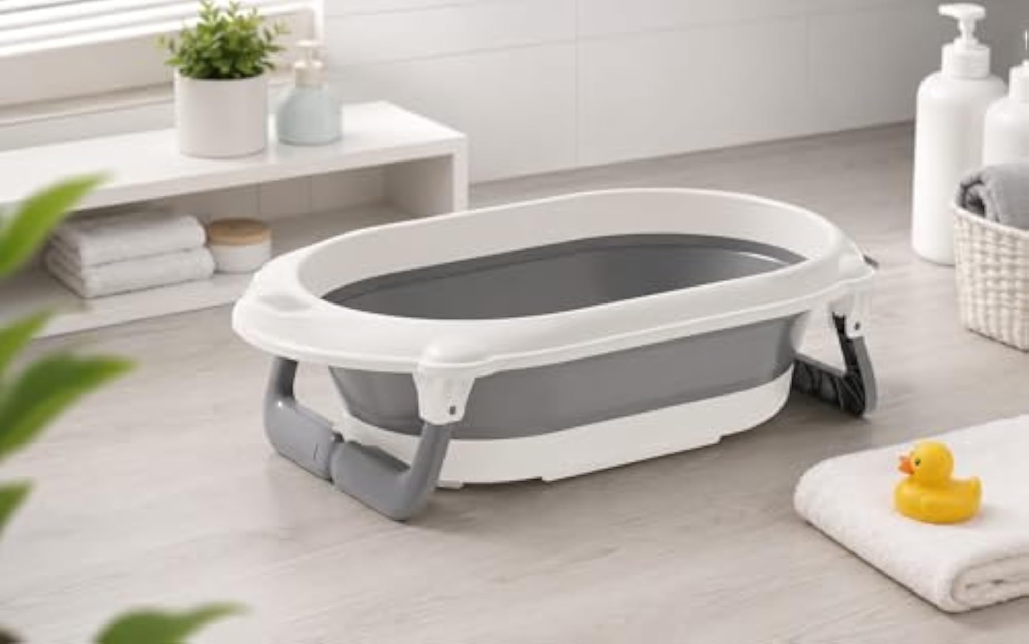 4-in-1 Portable Foldable Infant Bathtub with Support Seat & Accessories