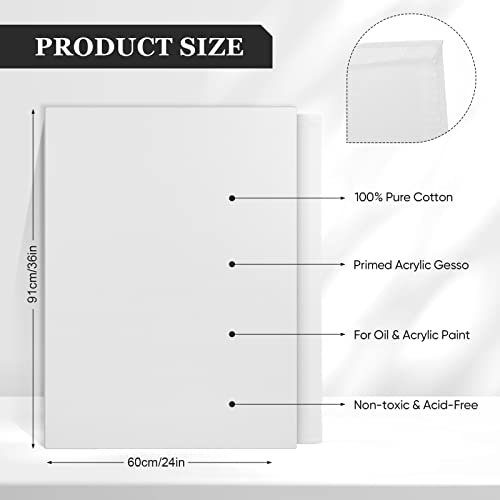 Ctosree 6 Pack Artist Canvas Panel Boards 24 X 36 Inch White Blank Flat Canvas Board 11Oz Primed Acid Free Cotton Canvases For Painting Art Supplies Paint Canvases For Acrylic Oil Watercolor Gouache #TOP1