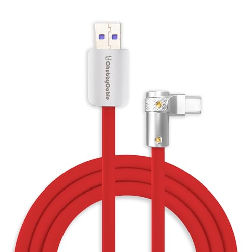 chubbycable 120W Charging Cable 90° USB C to C Cable, Red, 1.64FT