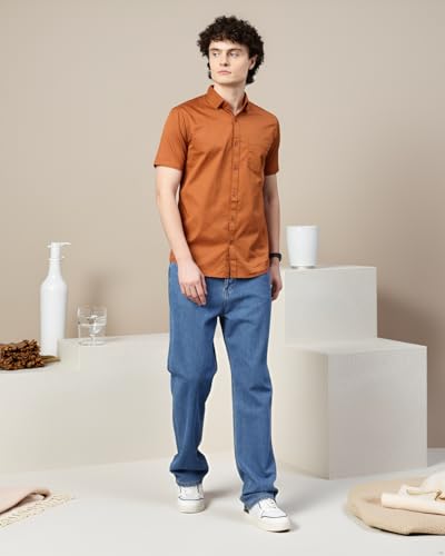 Image of Majestic Man Slim Fit Pure Cotton Half Sleeve Solid Casual Shirt
