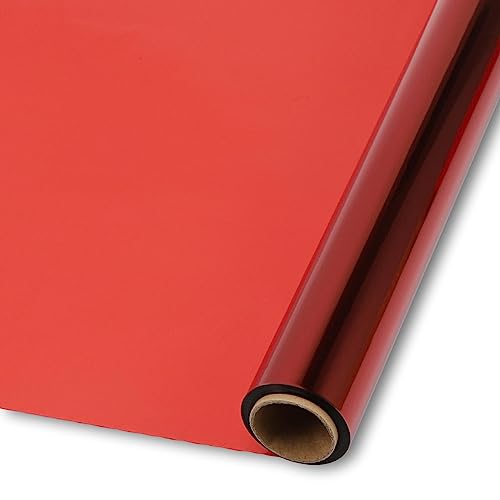 南風社 カラー セロファン ロール 大容量 30m 選べる9色 透明 セロファン紙 シート (赤)