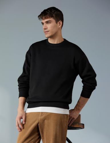 Image of The Indian Garage Co Men Oversized Solid Crew Neck Overhead Sweatshirt