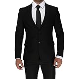 Kurt Suit Premium Herren Anzug Slim Fit 2-teilig aus Viskose sportlicher edler Abendanzug für Business Hochzeit Smoking Herrenanzug Sakko Set (SCHWARZ 46)