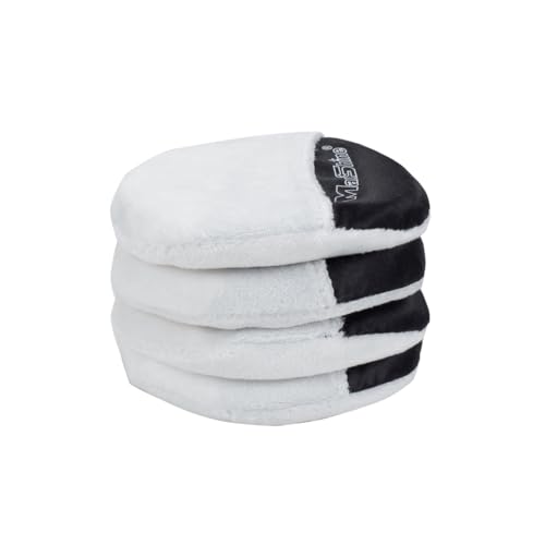 Maxshine Handheld Microfiber Wax Applicator Pad | White+Black, 3.35\" Diameter, Ultra-Soft, Scratch-Free | Versatile Detailing for Wax, Polish, Protectant, Streak-Free Finish