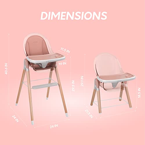 Children Of Design 6 In 1 Deluxe Wooden High Chair For Babies & Toddlers, Modern Safe & Compact Baby Highchair, Easy To Clean & Assemble Removable Tray & Cushion, 6 Options 3 Seat Positions 2 Heights #TOP7