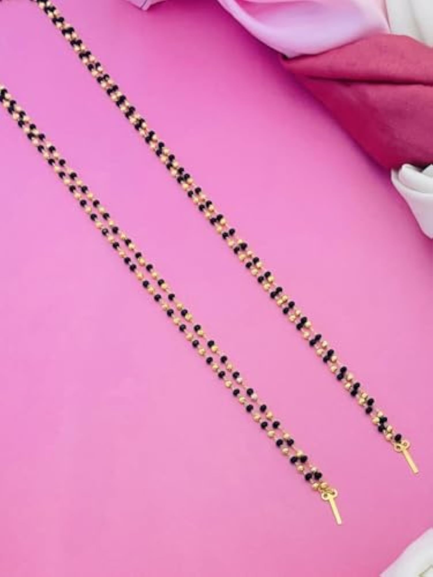 Women's Long Indian Style Mangalsutra with Black Beads