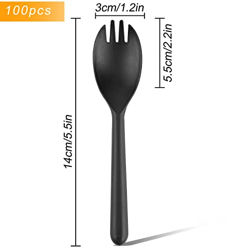 Eusoar 100Pcs 5Oz 125Ml Mini Muffin Liners Cups With Lids, 100Pcs 5.5"X1.2" Disposable Plastic Sporks #TOP6