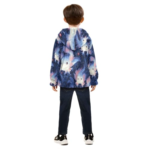 Axolotl in Darkness Toddler Fleece Jacket Girl Boys Hooded Fleece Jacket Coat Warm Outwear Zip-up 3-10T4