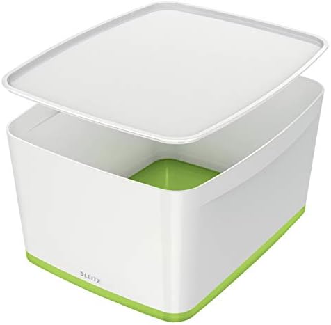 Leitz MyBox pudełko do przechowywania z pokrywką, duże, nieprzejrzyste, białe/zielone metaliczne, tworzywo sztuczne, 52161064