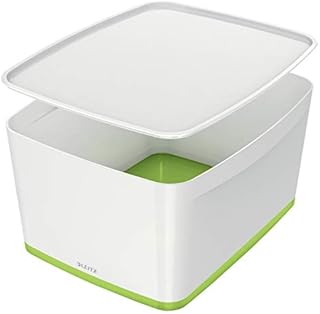 Leitz MyBox pudełko do przechowywania z pokrywką, duże, nieprzejrzyste, białe/zielone metaliczne, tworzywo sztuczne, 52161064