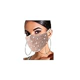 Belicey Pink Sparkly Sequins Face Masc for Women Glitter Sequins Mouth Cover Bling Party Cloth...