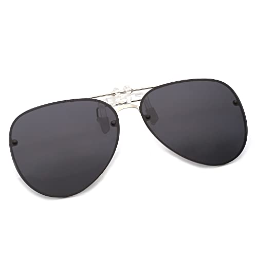JM Retro Clip on Aviator Sunglasses, Polarized Flip up Over Prescription Glasses Men Women