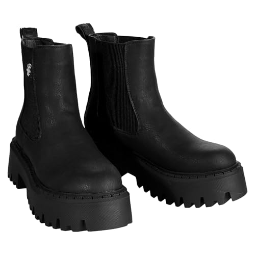 Buffalo Damen Stiefel Schuhe Schnürschuh Stiefeletten Aspen Chelsea, Farbe:Schwarz, Schuhgröße:EUR 38, Artikel:-Black Buffalo Damen Stiefel Schuhe Schnürschuh Stiefeletten Aspen Chelsea, Farbe:Schwarz, Schuhgröße:EUR 38, Artikel:-Black