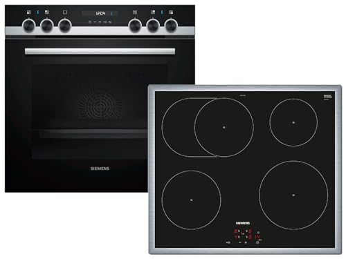 Siemens EQ521IA00 SET: HE517ABS1 EI645CFB1E Herd-Kochfeld-Kombination (Einbau) / 59.4 cm / Vollglas-Innentür, versenkbare Drehwähler, 4 Induktions-Kochzonen