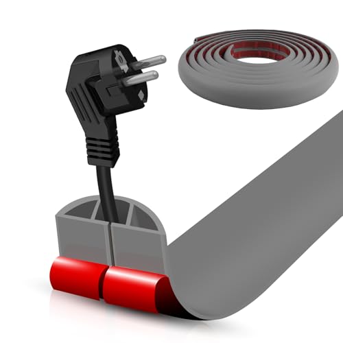 Floor Cord Cover Self Adhesive Cord Hider,10FT Cable Management, Extension Strip Protector for Wires, Prevent Cable Trips for Offices, Gyms, Exhibitions Cavity:0.39"(W) x 0.27"(H) Gray