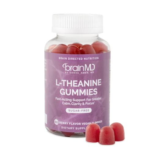 BrainMD L-Theanine Gummies - Natural Stress Relief Supplement - 60 Count