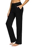 fitglam Women's Relaxed Fit Casual Lounge Pants Comfy Loose Pajama Pants with Pockets(Black,L)